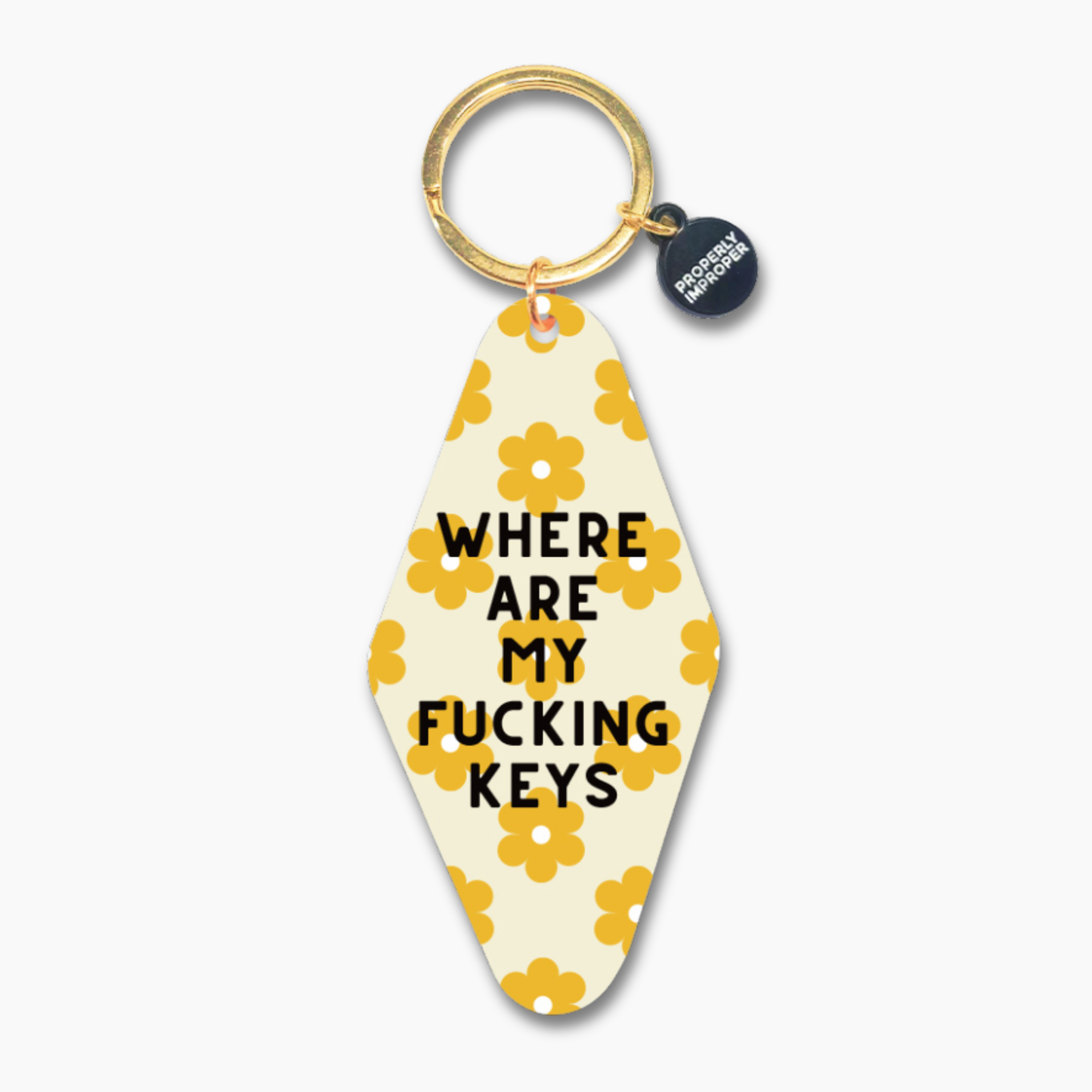 Where Are My Fucking Keys Keychain YELLOW