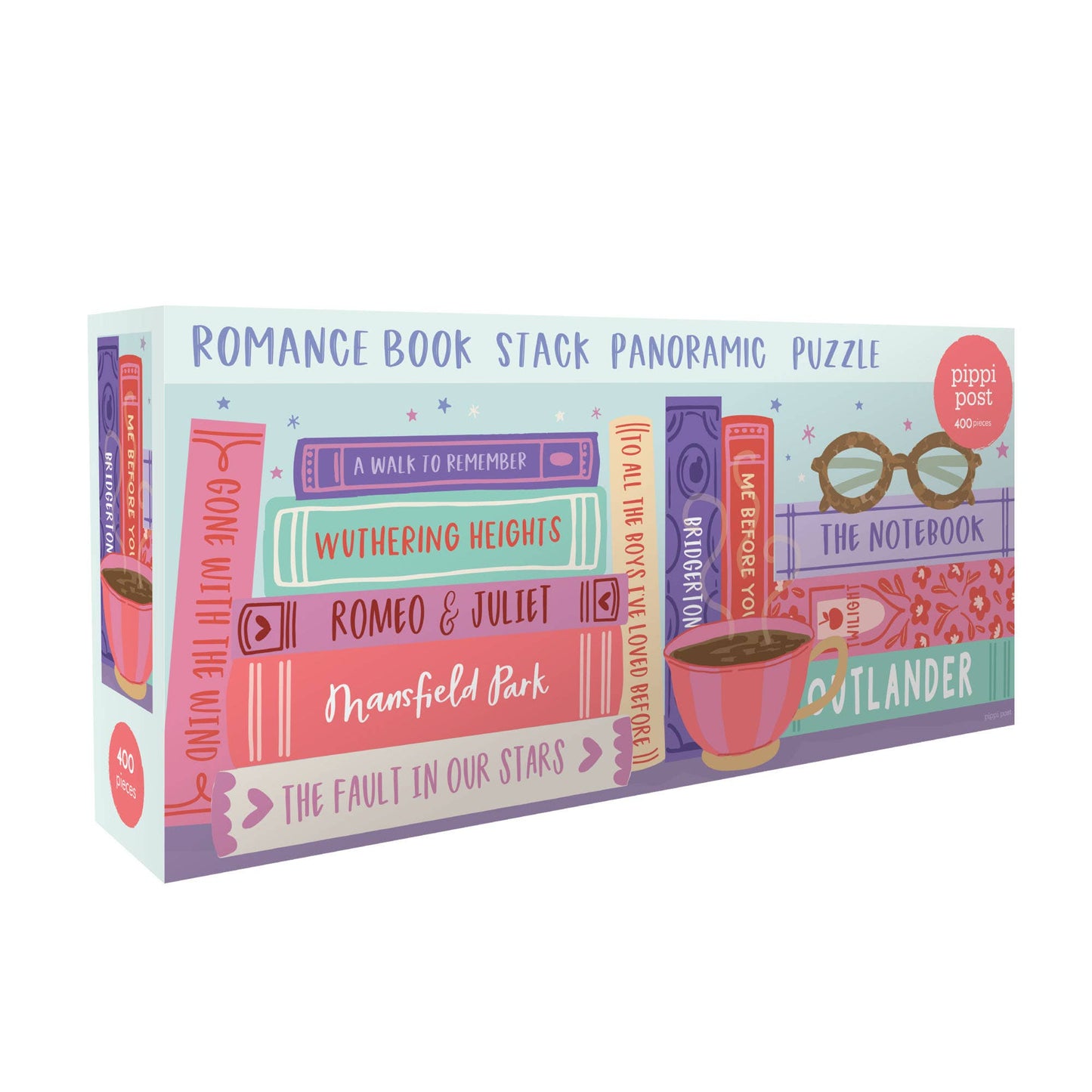 Romance Novels Bookshelf 400 Piece Panoramic Jigsaw Puzzle
