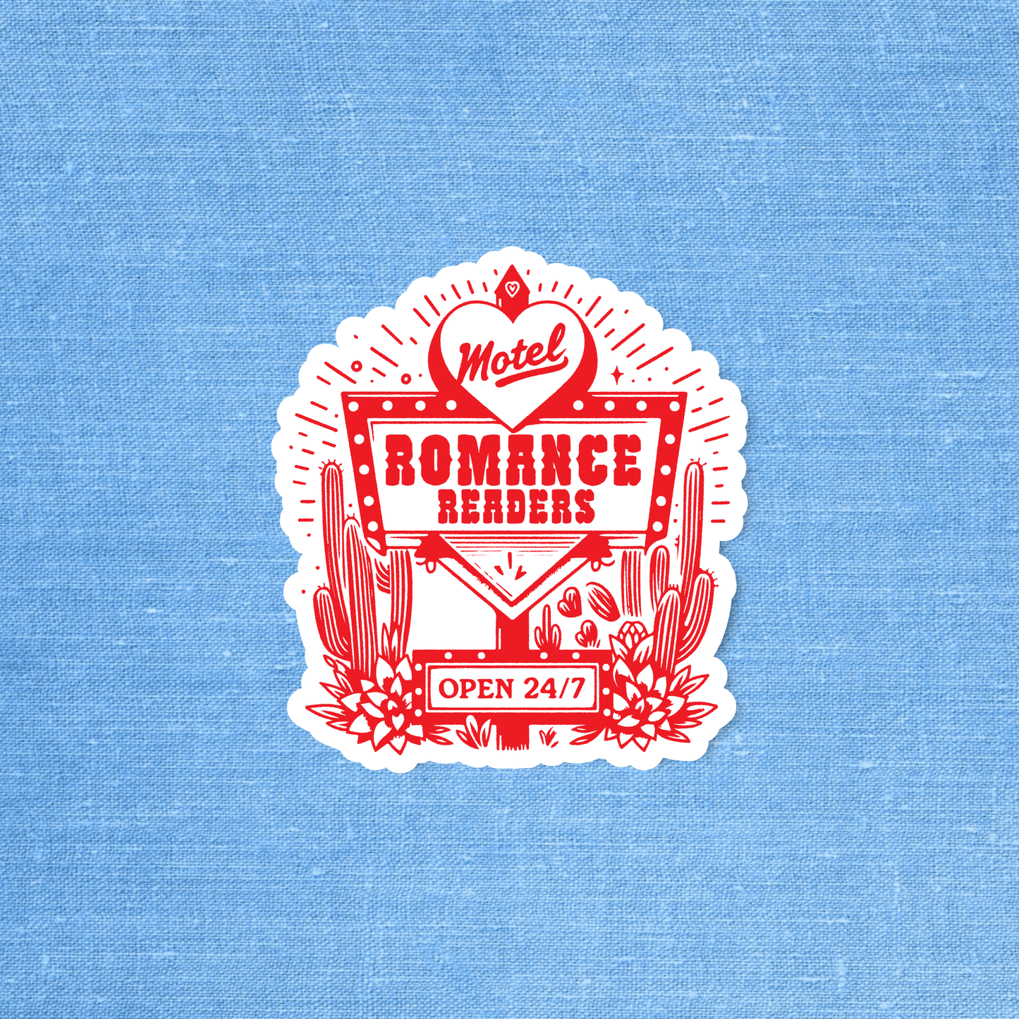 Romance readers motel sticker