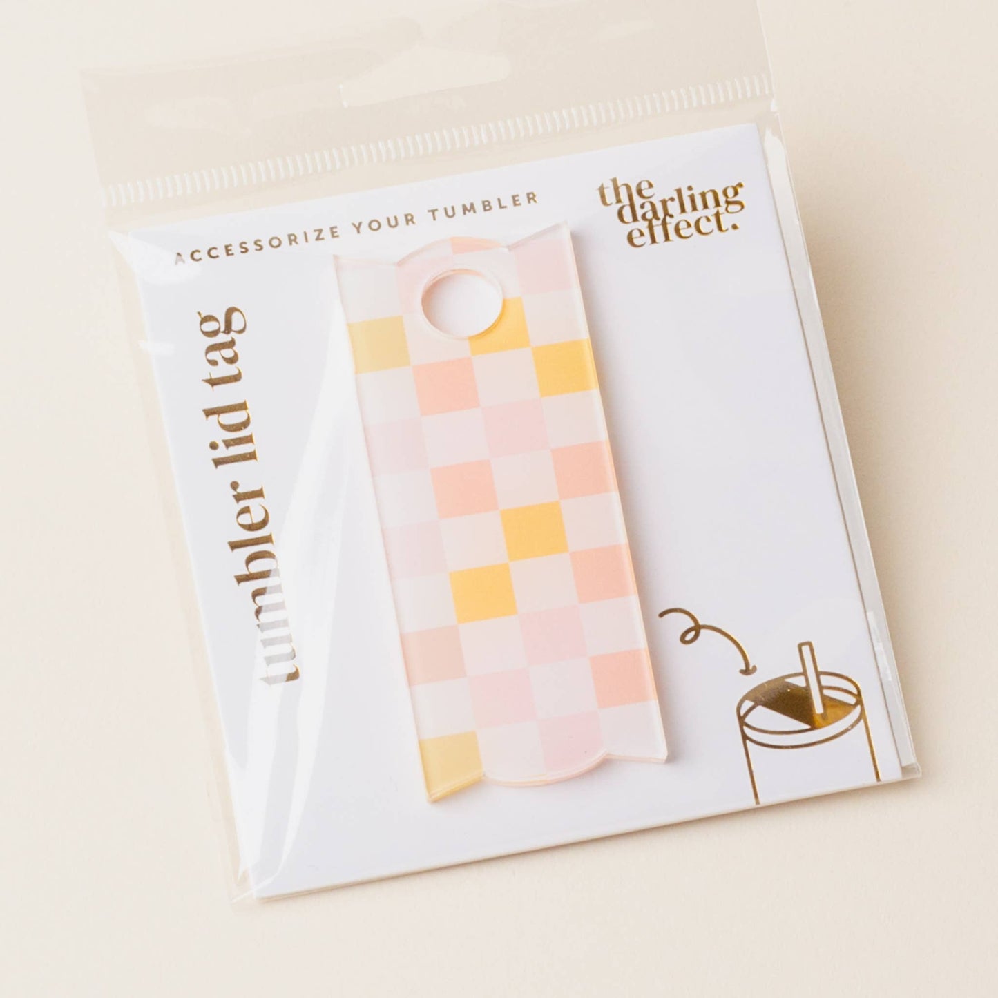 Tumbler Lid Tag-Check Peach