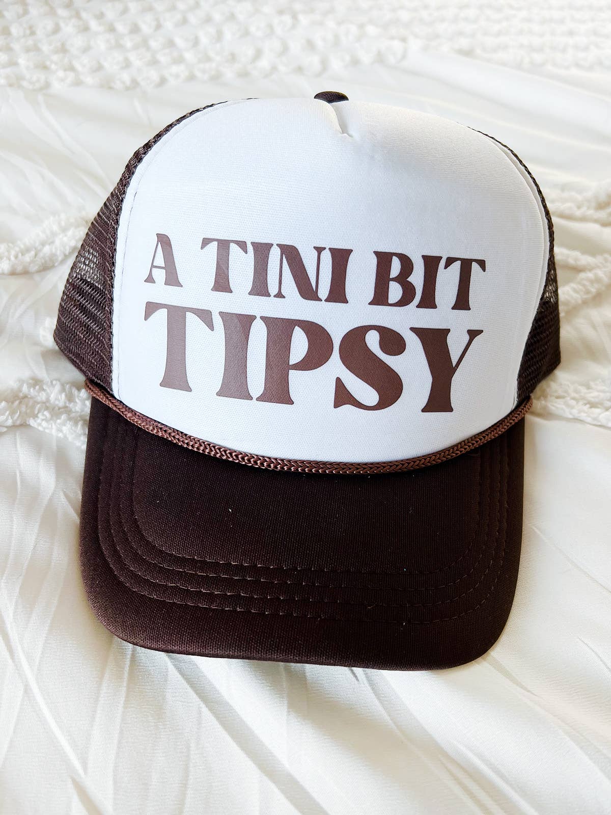 Trucker Hat - "A Tini Bit Tipsy" Brown & White