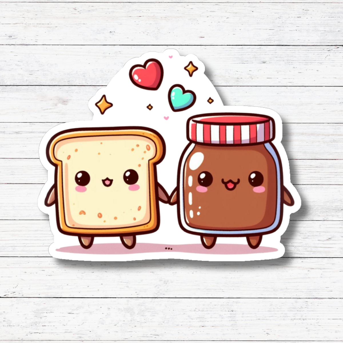 Hazelnut Spread & Toast Kawaii  Matte Vinyl Sticker