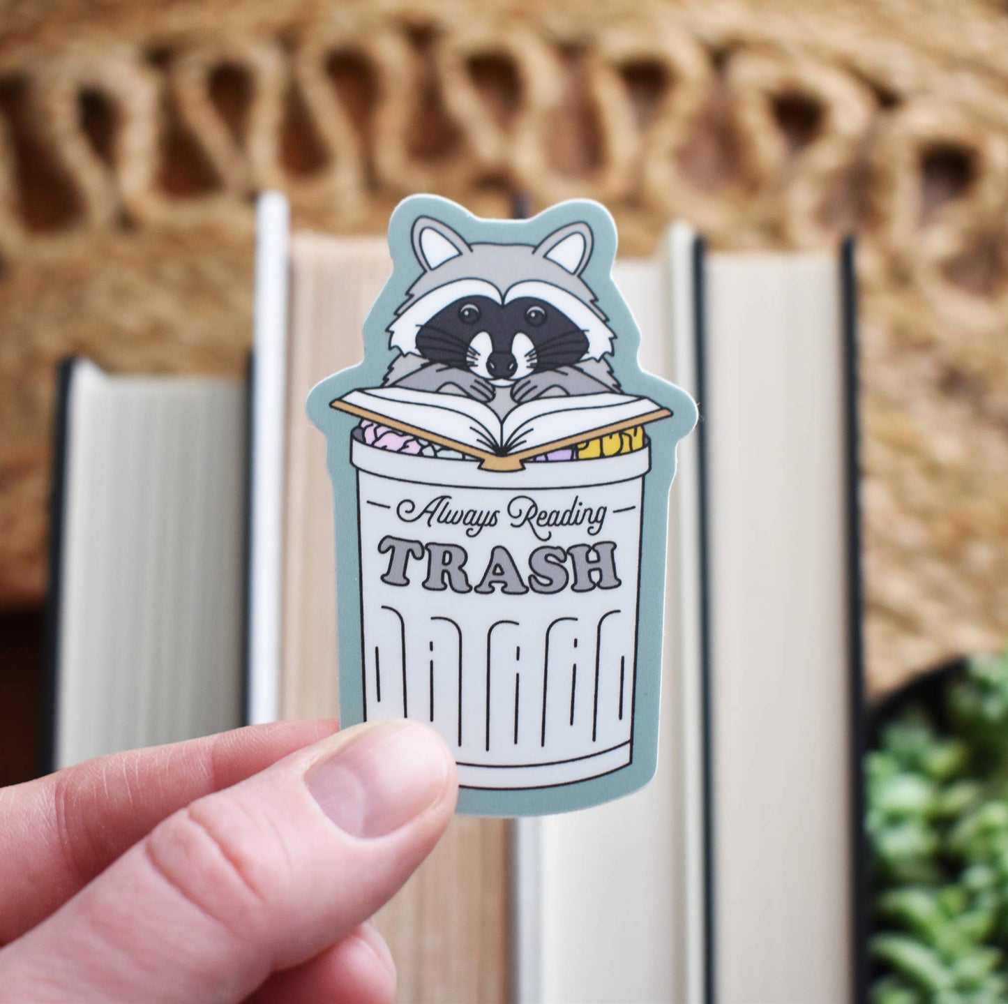Always Reading Trash Raccoon Sticker