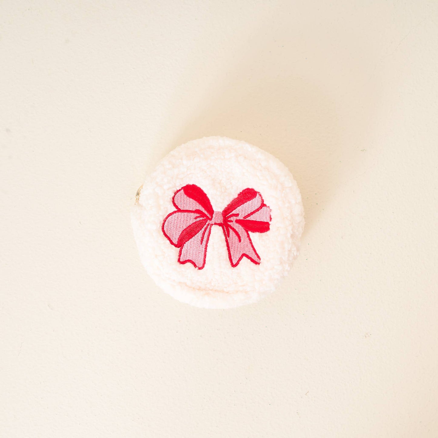 Red Bow Circle Teddy Pouch