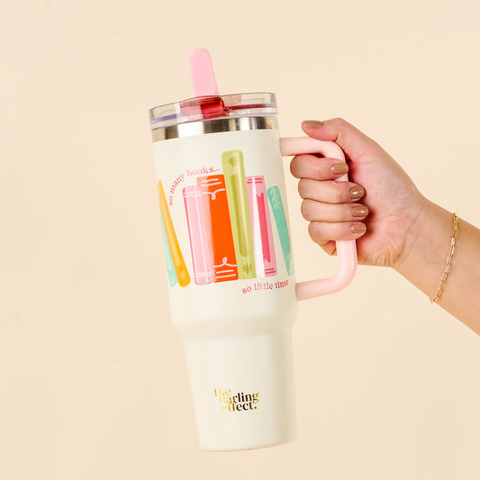40 oz Lifestyle Flip Straw Tumbler-So Many Books