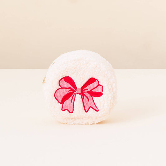 Red Bow Circle Teddy Pouch