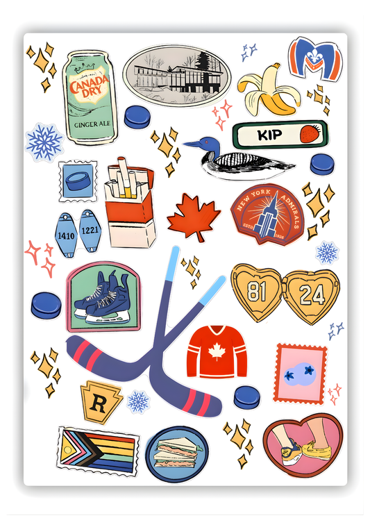 Heated Rivalry Inspired Hockey Romance Sticker Sheet