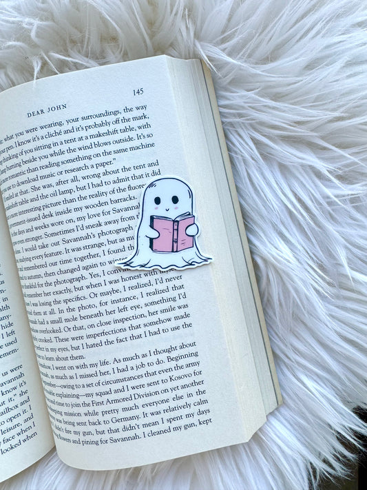 Ghost Reading Book Sticker