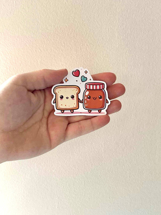 Hazelnut Spread & Toast Kawaii  Matte Vinyl Sticker