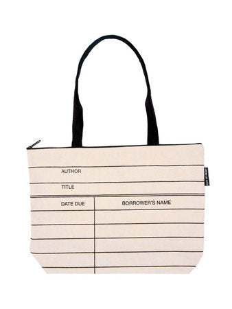 Library Card Zippered Tote