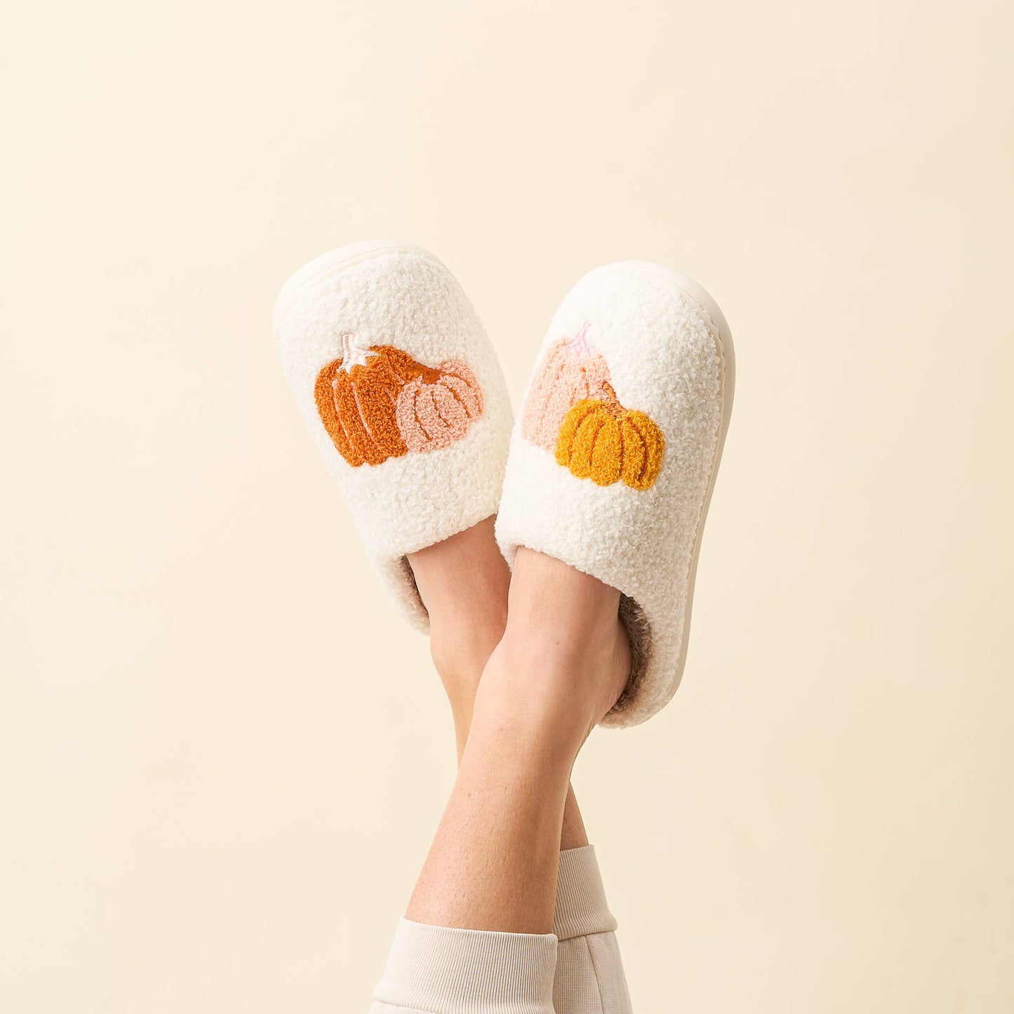 Fuzzy Pumpkin Slippers