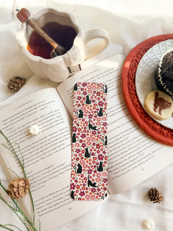 Fall Floral Cats Bookmark