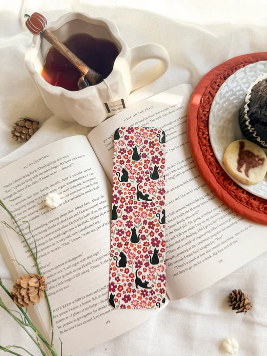 Fall Floral Cats Bookmark