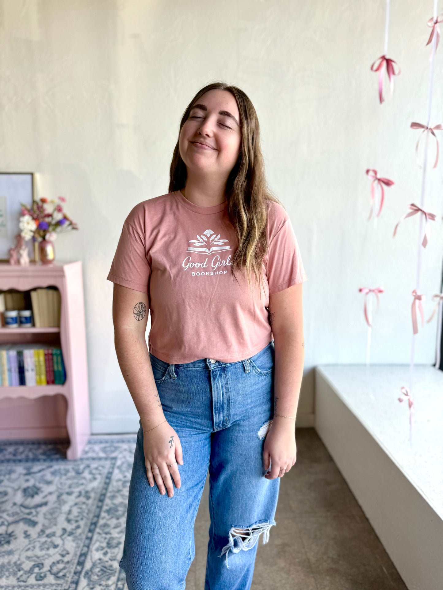 Good Girls Bookshop Pink Crop Top