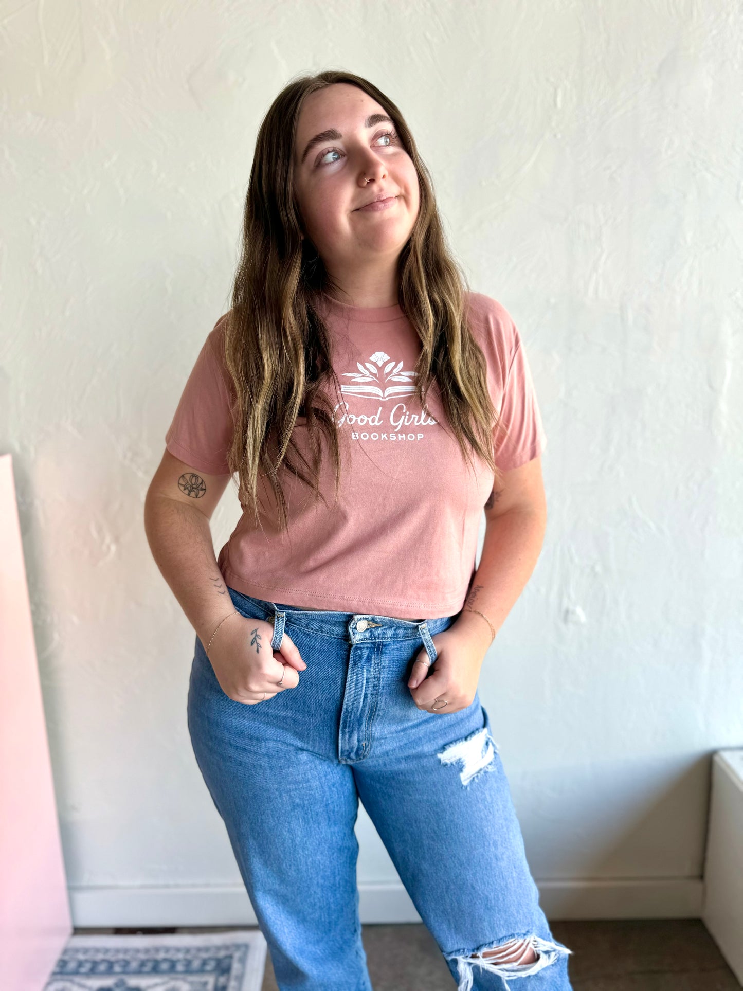 Good Girls Bookshop Pink Crop Top