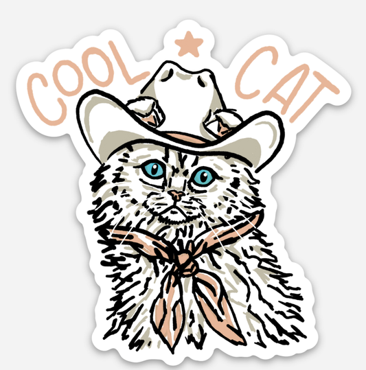 Cool Cat Cowgirl Cat Sticker – Western Cat Sticker
