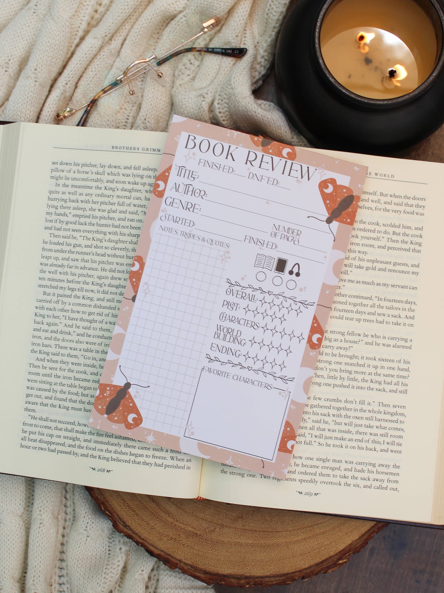 Book Review Notepad | Celestial Moths |  Reading Notepad