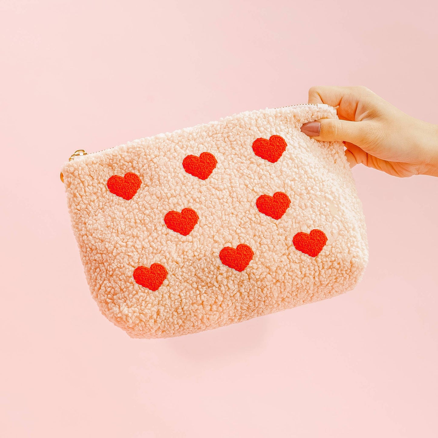 Hearts Pink Teddy Pouch