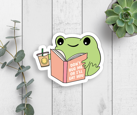 Don't Bug Me Frog Vinyl Sticker